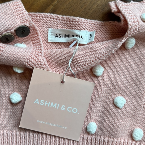 NWT Ashmi & Co Pink Knit Camila Romper, Pink & White 3-6 months - Picture 4 of 5